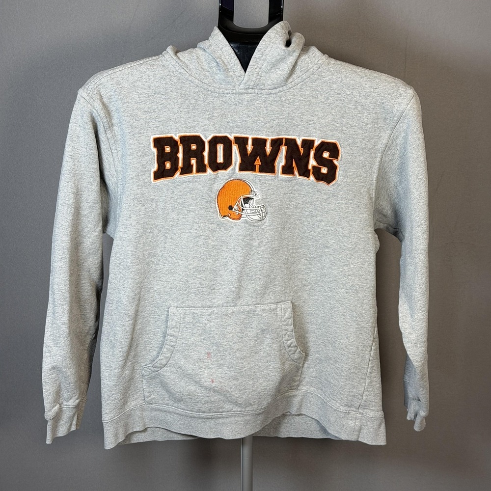 NFL Sweatshirt Boys Medium Gray Good Cleveland Browns Football Hoodie 802V